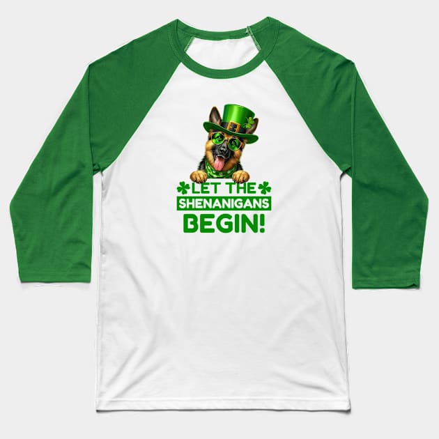 Let the Shenanigans Begin German Shepherd Baseball T-Shirt by Tee Li’s